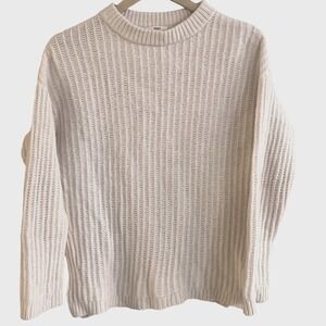 Levi's Extra Fine Merino Wool Cream Vertically Ribbed Sweater Small Woman's Read